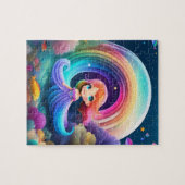 かわいいカラフル小さなプリンセスと虹 ジグソーパズル (横)