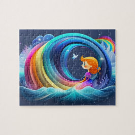 かわいいカラフル小さなプリンセスと虹 ジグソーパズル