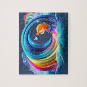 かわいいカラフル小さなプリンセスと虹 ジグソーパズル (縦)