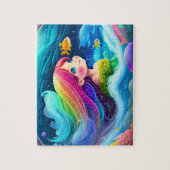 かわいいカラフル小さなプリンセスと虹 ジグソーパズル (縦)