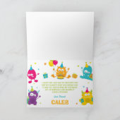 かわいいカラフル小さな怪物たちが誕生日に折り畳まれる サンキューカード (内部)