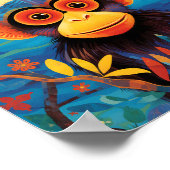 かわいいカラフル小さな猿のポスター ポスター (角)