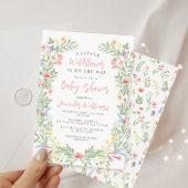 かわいいカラフル小さな野花の赤ちゃん女の子シャワー 招待状