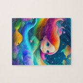 かわいいカラフル小さな魚プリンセス ジグソーパズル (横)