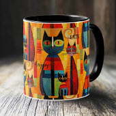 かわいいカラフル幸せ猫 コーヒーマグカップ