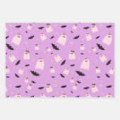 かわいいカラフル幽霊ハロウィーン ラッピングペーパーシート (正面3)