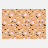 かわいいカラフル幽霊ハロウィーン ラッピングペーパーシート (正面)