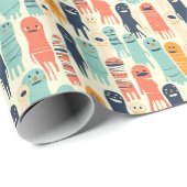 かわいいカラフル幽霊ハロウィーン ラッピングペーパー (ロールコーナー)