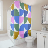 かわいいカラフル幾何モダン図形青紫 シャワーカーテン (インサイチュ)