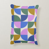 かわいいカラフル幾何モダン形状パターン(青) アクセントクッション (裏面(縦))