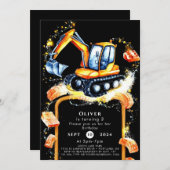 かわいいカラフル建築誕生日 招待状 (正面/裏面)