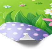 かわいいカラフル復活祭バニー台座サイン ポスター (コーナー)