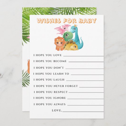 かわいいカラフル恐竜が赤ちゃんシャワーカードを望む (正面/裏面)