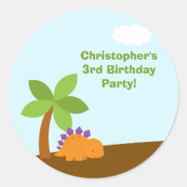かわいいカラフル恐竜の誕生日パーティーのシール ラウンドシール