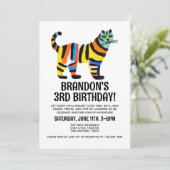 かわいいカラフル愛らしいタイガー・キッドの誕生日パーティー 招待状 (スタンド正面)