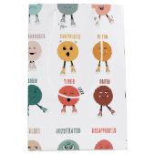 かわいいカラフル感覚感情顔表 ミディアムペーパーバッグ (正面)