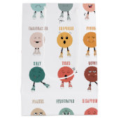 かわいいカラフル感覚感情顔表 ミディアムペーパーバッグ (裏面)