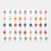 かわいいカラフル感覚感情顔表 ラッピングペーパーシート (正面)