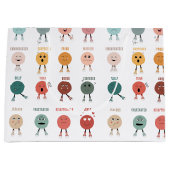 かわいいカラフル感覚感情顔表 ラージペーパーバッグ (正面)