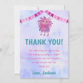 かわいいカラフル我々の小さなモンスターサンキューカード 招待状 (正面)