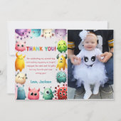 かわいいカラフル我々の小さなモンスターサンキューカード 招待状 (正面)