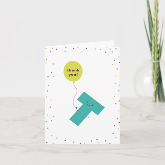 かわいいカラフル折り畳みサンキューカード サンキューカード (正面)