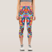 かわいいカラフル抽象芸術の正方形 カプリレギンス (正面)