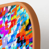 かわいいカラフル抽象芸術の正方形 ピックルボールラケット (左詳細)