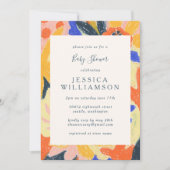 かわいいカラフル抽象芸術アート植物性ベビーシャワー 招待状 (正面)