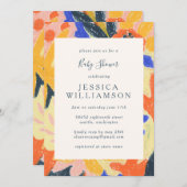 かわいいカラフル抽象芸術アート植物性ベビーシャワー 招待状 (正面/裏面)