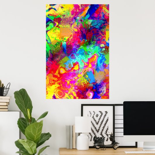 かわいいカラフル抽象芸術ファントム装飾用クッション ポスター (ホームオフィス)
