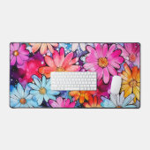 かわいいカラフル抽象芸術フラワーイラストレーション デスクマット (キーボード&マウス)