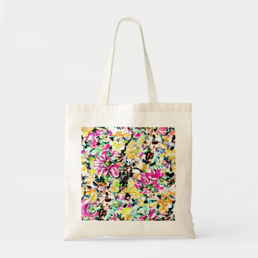 かわいいカラフル抽象芸術フローラ トートバッグ (正面)