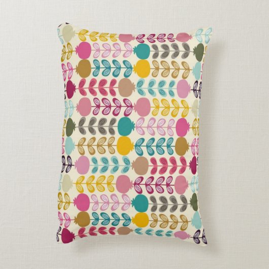 かわいいカラフル抽象芸術レトロチューリップ模様 アクセントクッション (裏面(縦))
