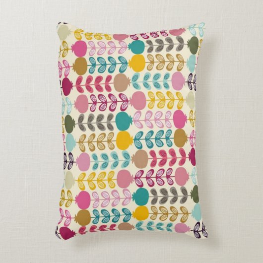 かわいいカラフル抽象芸術レトロチューリップ模様 アクセントクッション (正面(垂直))
