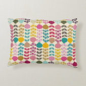 かわいいカラフル抽象芸術レトロチューリップ模様 アクセントクッション (裏面)