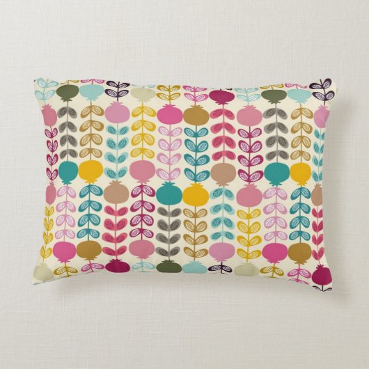 かわいいカラフル抽象芸術レトロチューリップ模様 アクセントクッション (裏面)