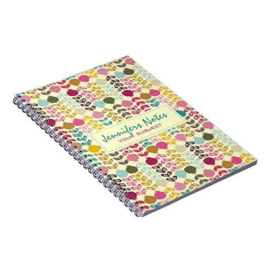 かわいいカラフル抽象芸術レトロチューリップ模様 ノートブック (右側)