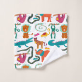 かわいいカラフル抽象芸術動物の子ども バスタオルセット (ウォッシュタオル)