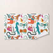 かわいいカラフル抽象芸術動物の子ども バスタオルセット (ハンドタオル)