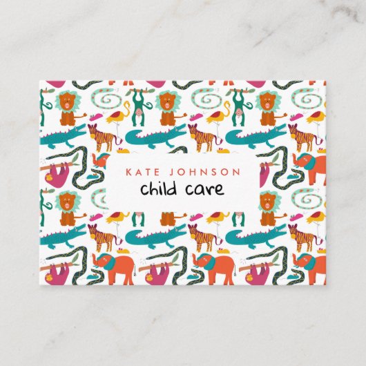 かわいいカラフル抽象芸術動物の育児 名刺 (正面)