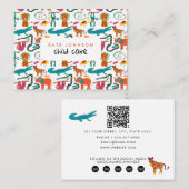 かわいいカラフル抽象芸術動物の育児 名刺 (正面/裏面)