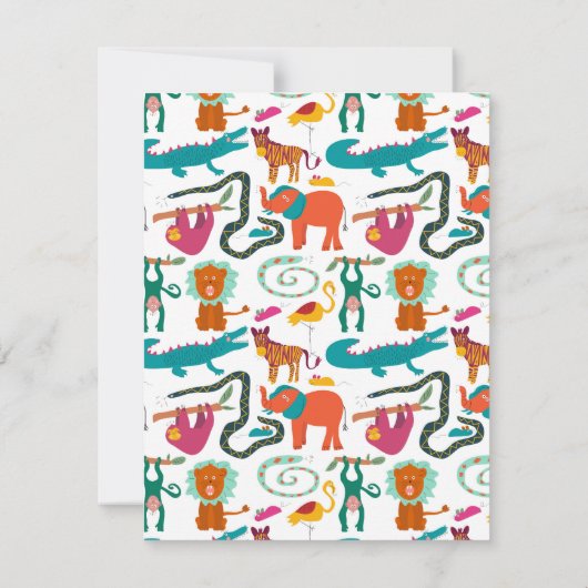 かわいいカラフル抽象芸術動物カスタムの子供の名前 ノートカード (裏面)