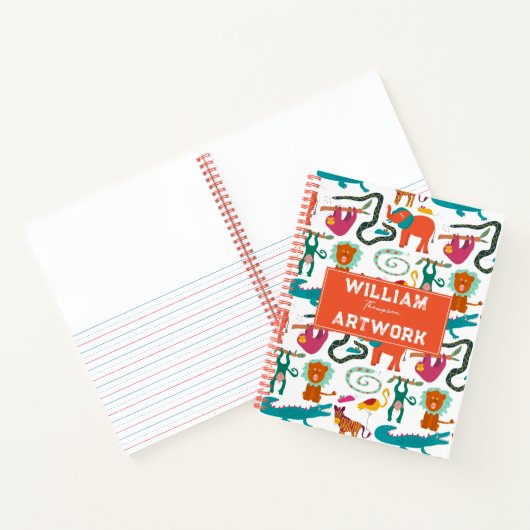 かわいいカラフル抽象芸術動物キッズアートワークのスケッチ ノートブック (内部)