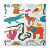 かわいいカラフル抽象芸術動物キッズシームレス タイル (正面)