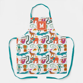 かわいいカラフル抽象芸術動物キッズパターン エプロン