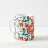 かわいいカラフル抽象芸術動物キッズパターン コーヒーマグカップ (正面左)