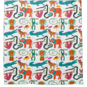 かわいいカラフル抽象芸術動物キッズパターン シャワーカーテン (正面)