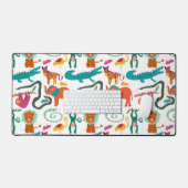 かわいいカラフル抽象芸術動物キッズパターン デスクマット (キーボード&マウス)