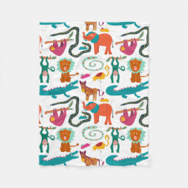 かわいいカラフル抽象芸術動物キッズパターン フリースブランケット
